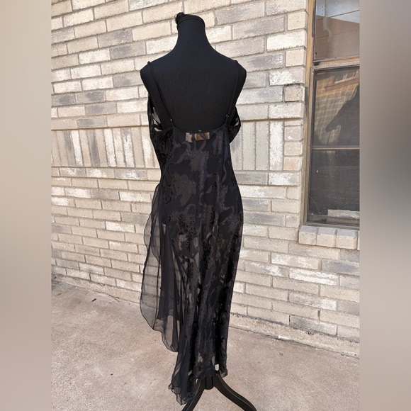 Vintage Victoria's Secret Black Sheer Floral Maxi Slip Dress - Picture 2 of 4